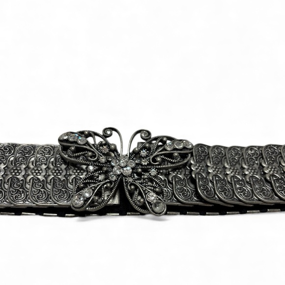 Accessories - Vintage Gunmetal Stretch Belt w/ Butterfly Filigree Buckle